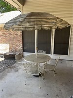 Metal Patio Table and 4 Chair set w Umbrella