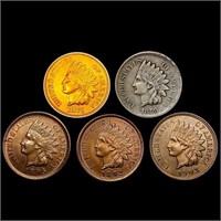 [5] Indian Head Cents [1859, 1874, 1892, 1895,