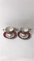 2 MCM Sterling China Japan Lusterware Teacups U15A