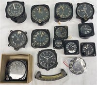 Lot (15) Includes ten aircraft clocks, six run