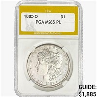 1882-O Morgan Silver Dollar PGA MS65 PL