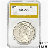 1935 Silver Peace Dollar PGA MS65