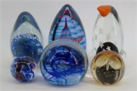 Art Glass Paper Weights, Some Signed