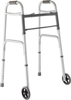 Medline Two-Button Folding Walker with Wheels,