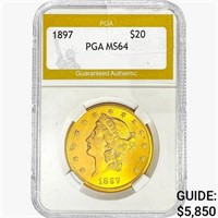 1897 $20 Gold Double Eagle PGA MS64