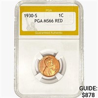 1930-S Wheat Cent PGA MS66 RED