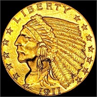 1911 $2.50 Gold Quarter Eagle UNCIRCULATED