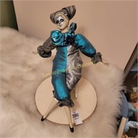 Vtg Porcelain Doll Clown on a Clothes Pin Rocker