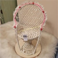 White Wicker Doll  Fan Chair 15.5"