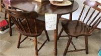 WOOD DINING TABLE & 3 CHAIRS