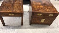 2 ENLAYED WOOD SIDE TABLES