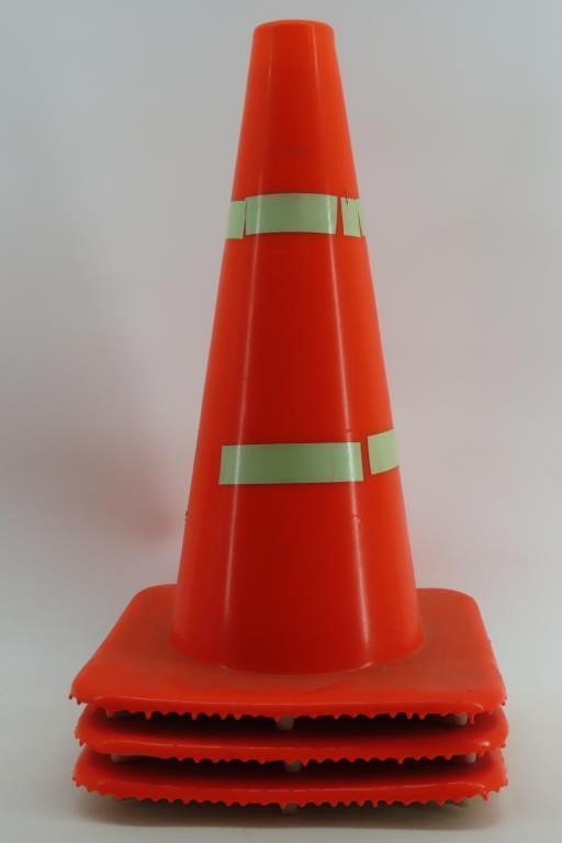 3 orange traffic cones
