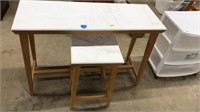 WOOD & MARBLE TOPPED SIDE TABLE & SOFA TABLE