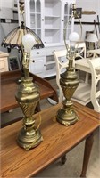 PAIR OF BRASS LAMPS W/ SHADES