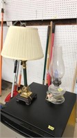 CONVERTED ELECTRIC OIL LAMP & TABLE LAMP