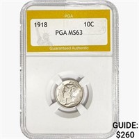 1918 Mercury Silver Dime PGA MS63