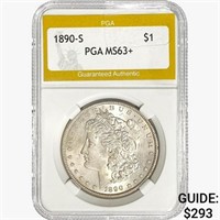 1890-S Morgan Silver Dollar PGA MS63+
