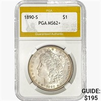 1890-S Morgan Silver Dollar PGA MS62+