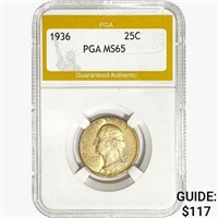 1936 Washington Silver Quarter PGA MS65