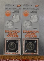 Two 1983 Wayne Gretzky Oilers dollars