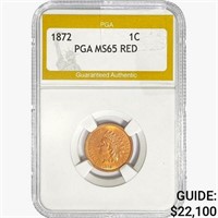 1872 Indian Head Cent PGA MS65 RED