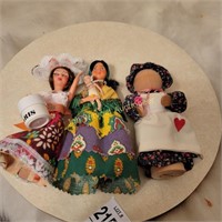 2 Nations Dolls and  1 Wood Doll