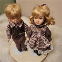 Twin Boy and Girl Porcelain Dolls