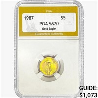 1987 $5 1/10oz. American Gold Eagle PGA MS70