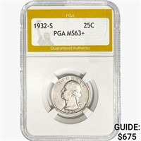 1932-S Washington Silver Quarter PGA MS63+