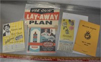 Vintage cardboard ads, sign & publications