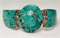 Vintage Solid Sterling Turquoise "Poison" Bracelet