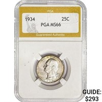 1934 Washington Silver Quarter PGA MS66
