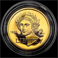 1988-W US Liberty Commem .25oz Gold $5 GEM PROOF