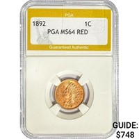 1892 Indian Head Cent PGA MS64 RED