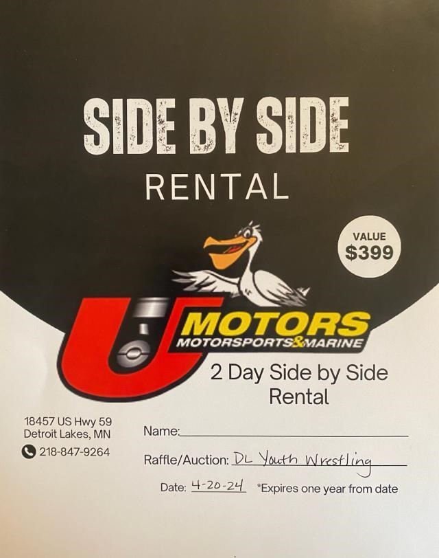 U Motors 2 Day Side X Side Rental