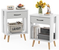 New $100 Nightstands Set of 2 with Fabric WHITE