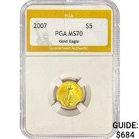 2007 $5 1/10oz. American Gold Eagle PGA MS70