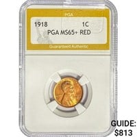1918 Wheat Cent PGA MS65+ RED