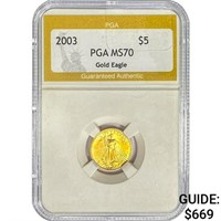 2003 $5 1/10oz. American Gold Eagle PGA MS70