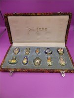 Set Of Cloisonne Brass Miniatures