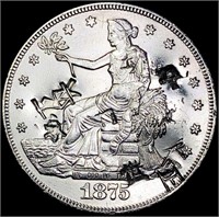 CHOP 1875-S Silver Trade Dollar CHOICE AU