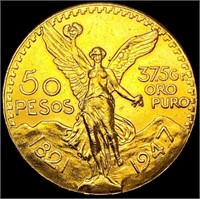 1947 Mexico 1.2057oz Gold 50 Pesos CLOSELY