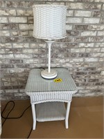 Patio end table and lamp