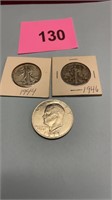 Lot of 3 Coins 1944, 1946, 1971