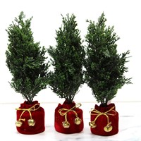 Set of 3 14" Cypress Trees in Fabric Base