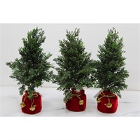 3 14" Cypress Trees in Fabric Base Red # 2