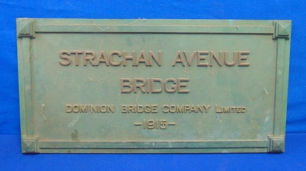 Heavy Brass Bridge Dedication Plaque 1915