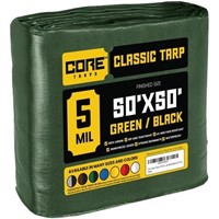 50x50 Core Tarps Classic 5 Mil Tarp, Green/Black