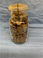 Ball jar of wheat pennies