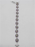 .925 SS Ethiopian Opal & Amethyst Bracelet